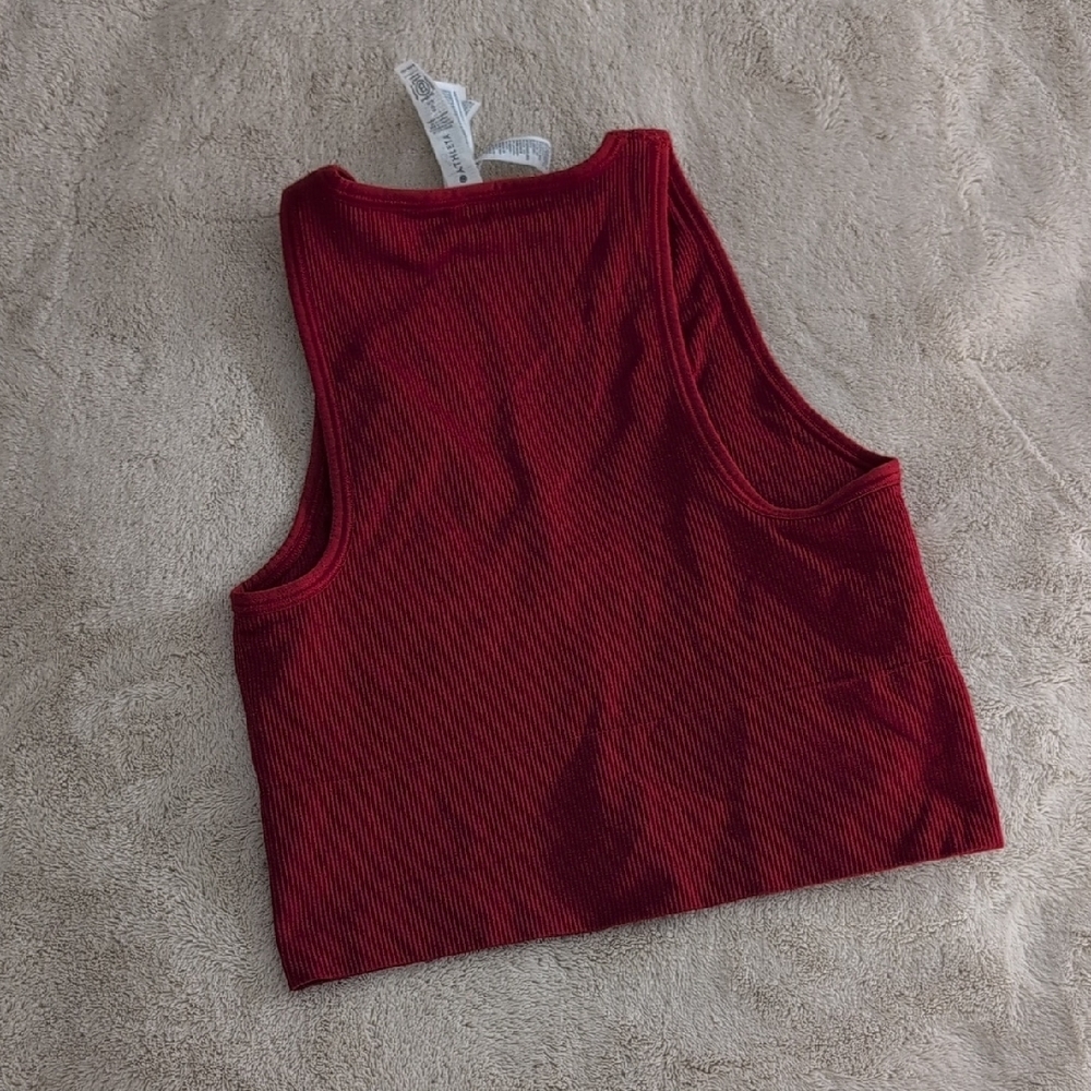 Athleta Deep Red V-Neck Crop Top - Picture 3 of 5